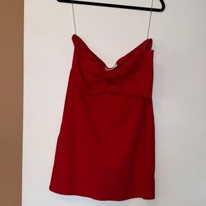 No Boundaries Vibrant Red Bow-Accent Dress